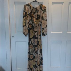 Large long length peach/black dress